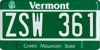 VT license plate ZSW361