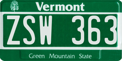 VT license plate ZSW363