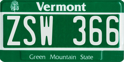 VT license plate ZSW366
