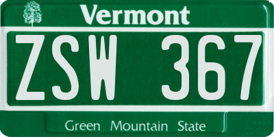 VT license plate ZSW367