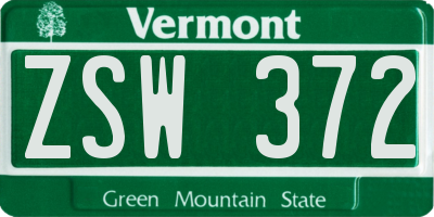 VT license plate ZSW372