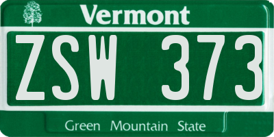 VT license plate ZSW373