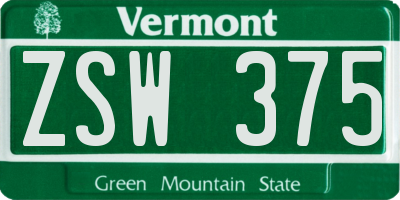 VT license plate ZSW375