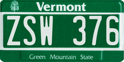 VT license plate ZSW376