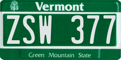 VT license plate ZSW377