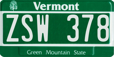 VT license plate ZSW378