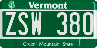 VT license plate ZSW380