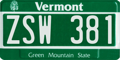VT license plate ZSW381