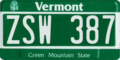 VT license plate ZSW387