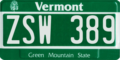 VT license plate ZSW389