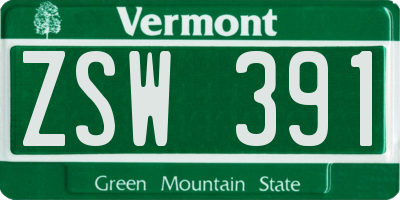 VT license plate ZSW391