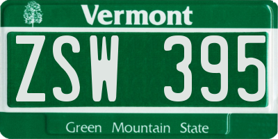 VT license plate ZSW395