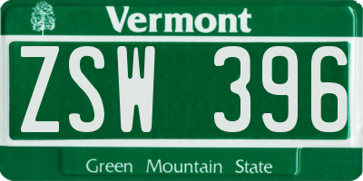VT license plate ZSW396