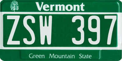 VT license plate ZSW397