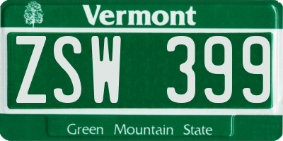 VT license plate ZSW399