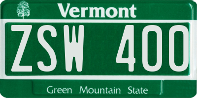 VT license plate ZSW400
