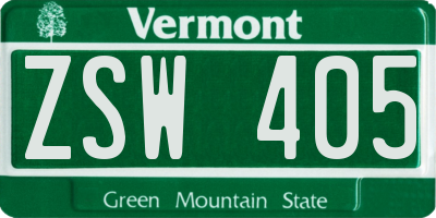 VT license plate ZSW405