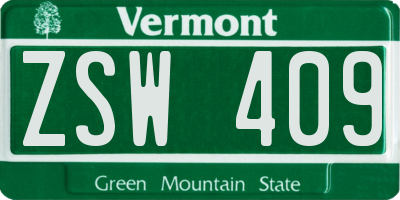 VT license plate ZSW409