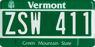 VT license plate ZSW411