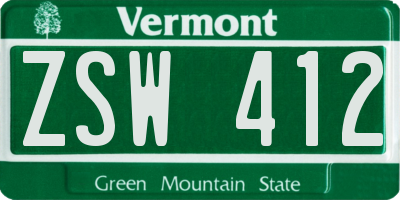 VT license plate ZSW412