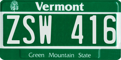 VT license plate ZSW416