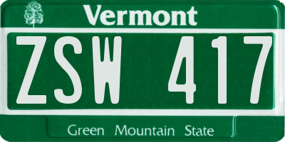 VT license plate ZSW417