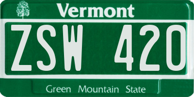 VT license plate ZSW420