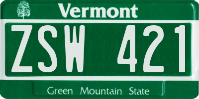 VT license plate ZSW421