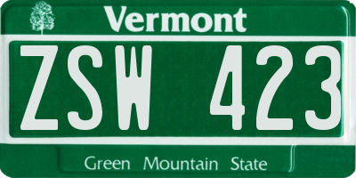 VT license plate ZSW423