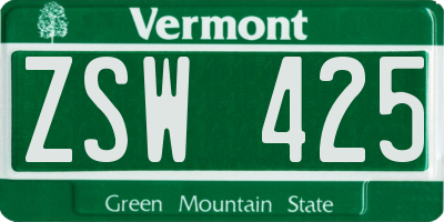 VT license plate ZSW425