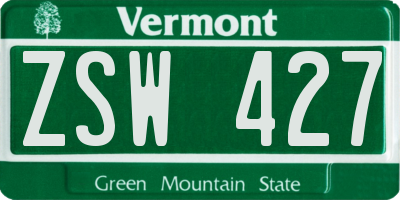 VT license plate ZSW427