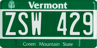 VT license plate ZSW429