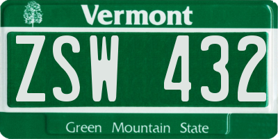 VT license plate ZSW432