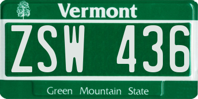 VT license plate ZSW436