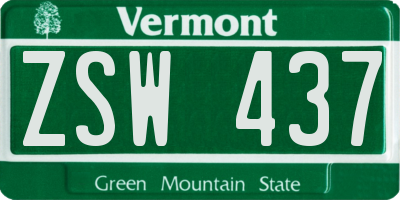 VT license plate ZSW437