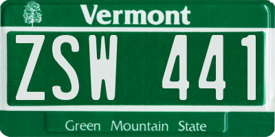 VT license plate ZSW441