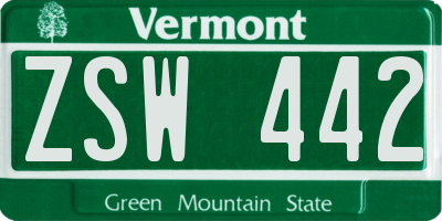 VT license plate ZSW442