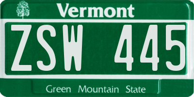 VT license plate ZSW445