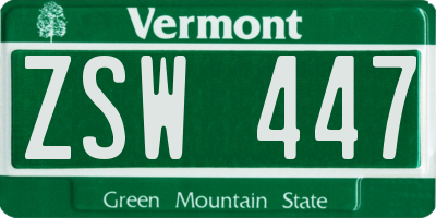 VT license plate ZSW447