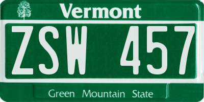 VT license plate ZSW457