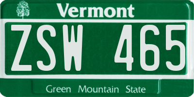 VT license plate ZSW465