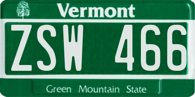 VT license plate ZSW466