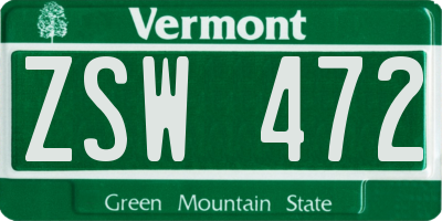 VT license plate ZSW472