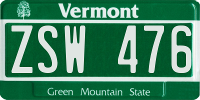 VT license plate ZSW476