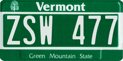 VT license plate ZSW477
