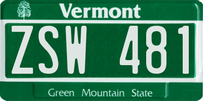 VT license plate ZSW481