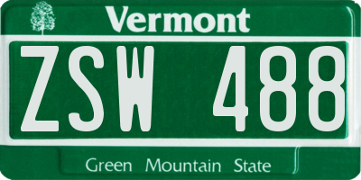 VT license plate ZSW488