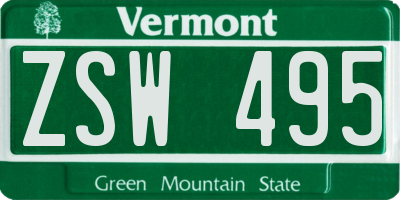 VT license plate ZSW495