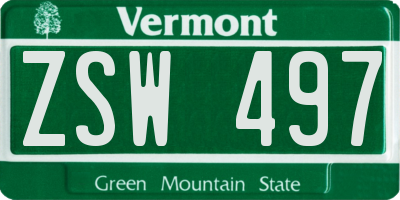 VT license plate ZSW497