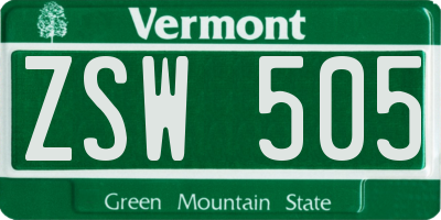 VT license plate ZSW505